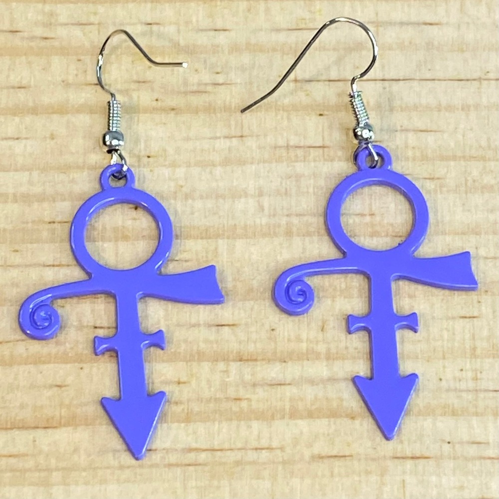 Prince Love Symbol Earrings Women Purple Rain Dangle Drop Music Fan Singer 1.5"